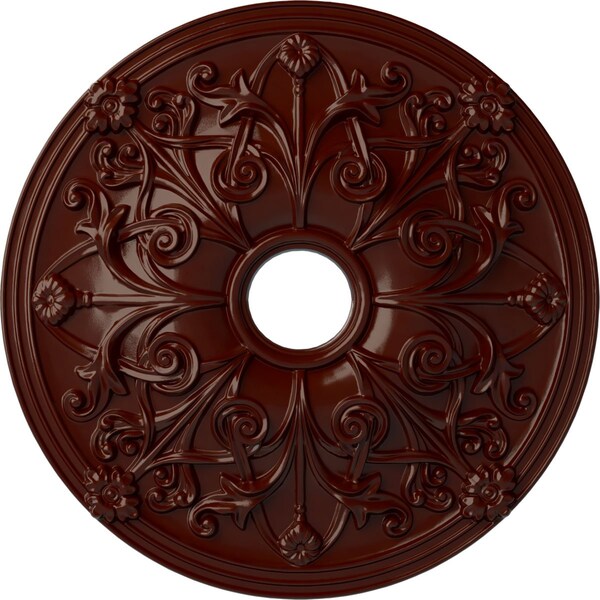 Ekena Millwork Jamie Ceiling Medallion (Canopies up to 3 7/8"), 23 5/8"OD x 3 7/8"ID x 2 1/8"P, Brushed Mahogany CM23JABMF - main
